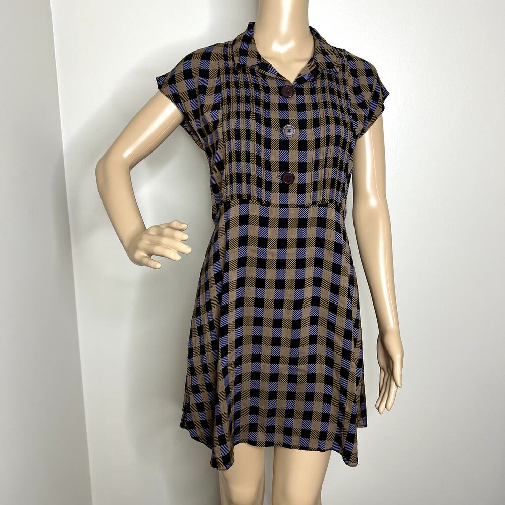 Urban Outfitters Plaid Checkered Short Sleeve Shirt Dress